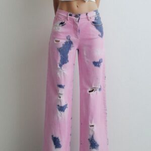 I LOVE MY PANTS - Jeans WideLeg Ripped Rosa