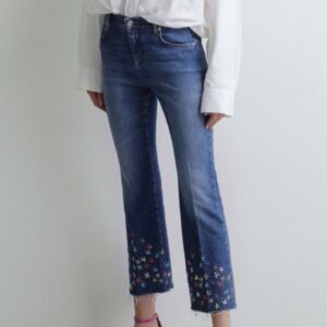 I LOVE PANTS - Jeans Cropped Zampa Ricamo